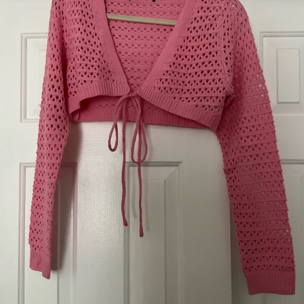 Pink Cropped Knit Sweater
